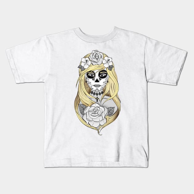 Art et Be - Santa Muerte Blond Kids T-Shirt by Art_et_Be